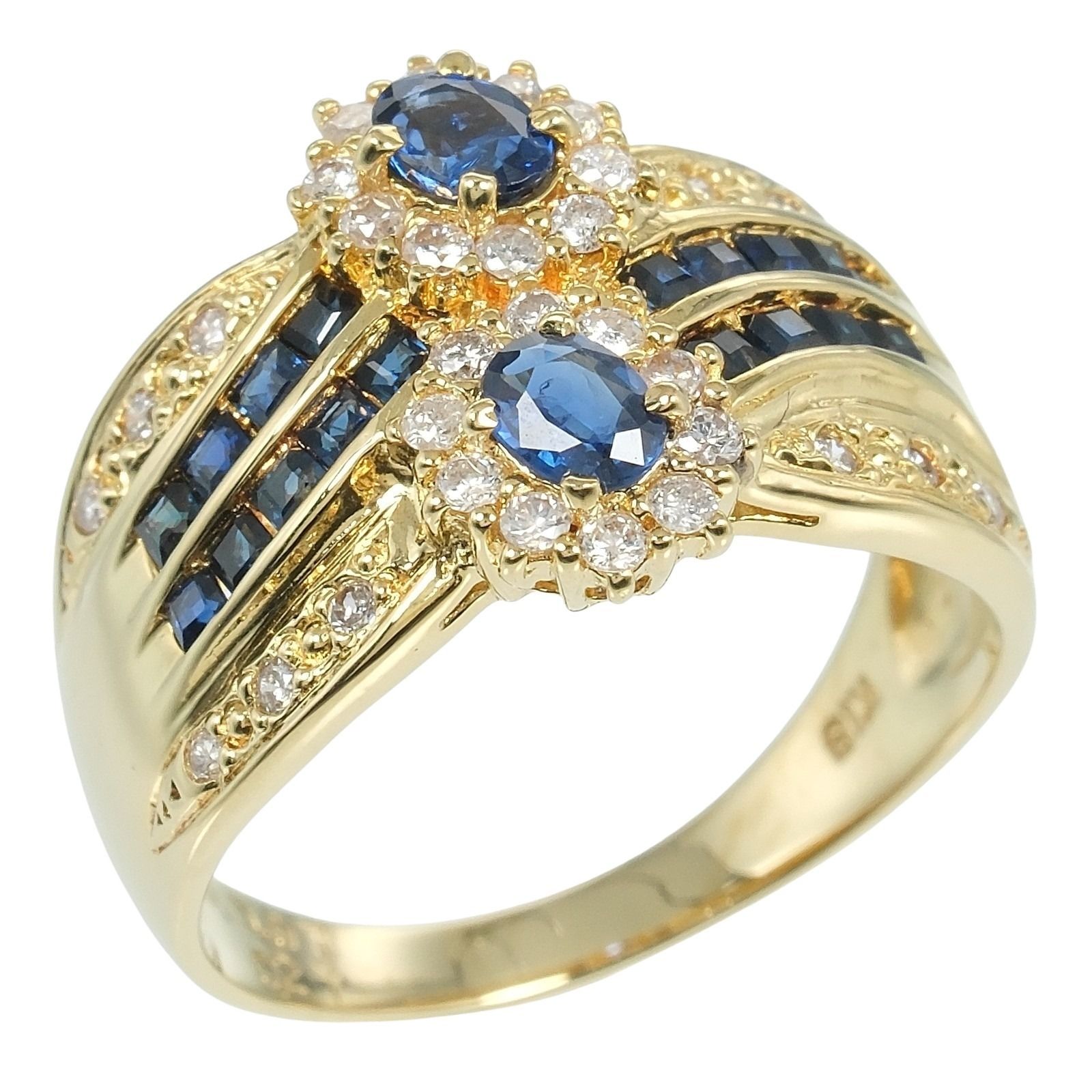 K 18イエローゴールド サファイア ダイヤモンド 10号 レディース 5 1 g リング 指輪