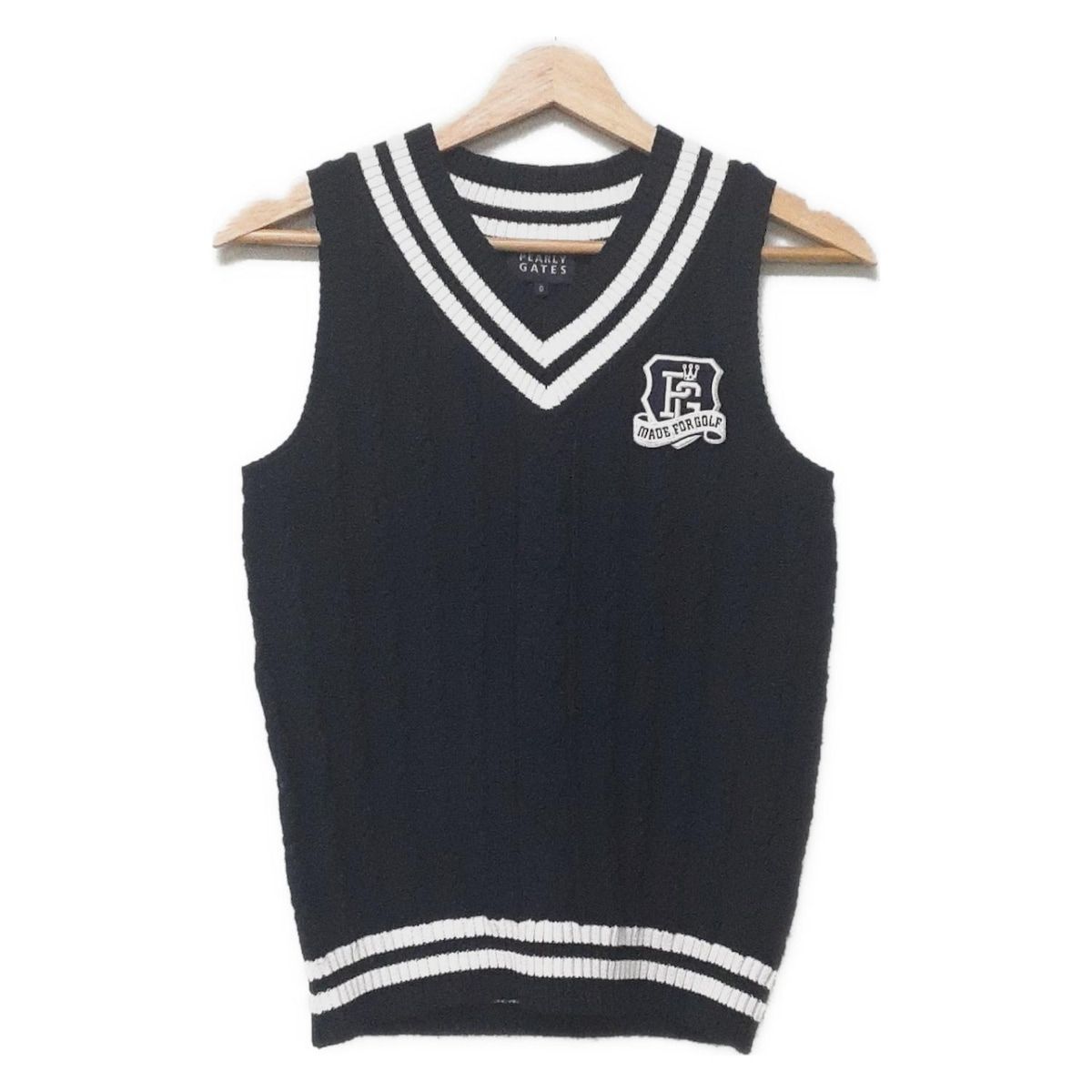 PEARLY GATES パーリーゲイツ ベスト サイズ0 XS レディース ダークネイビー 白