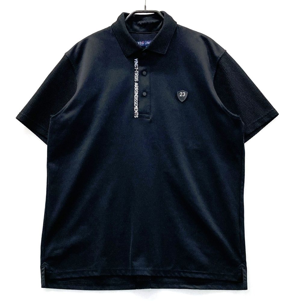 23区 GOLF(ニジュウサンクゴルフ)｜中古ゴルフウェア通販サイトSTST ゴルフ（ジャケット｜メンズウェア）：ウェア<ゴルフ 23区GOLF ニジュウサンクゴルフ 半袖ポロシャツ メッシュ切替 ホワイト サイズ：LL ネイビー系 ゴルフ 大きいサイズの通販 23区ゴルフ キャップの通販