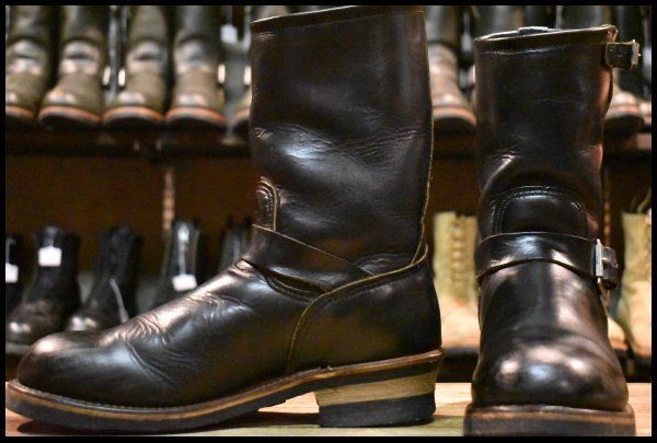 8.5 D PT 91刺繍 97年 レッドウィング 2268 エンジニア 黒 ブラッククローム スチールトゥ プルオン ブーツ redwing FK 414
