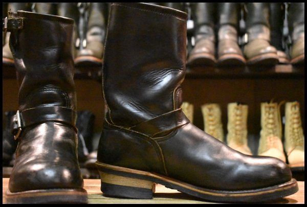 8 5 D PT 91刺繍 97年 レッドウィング 2268 エンジニア 黒 ブラッククローム スチールトゥ プルオン ブーツ redwing FK 414