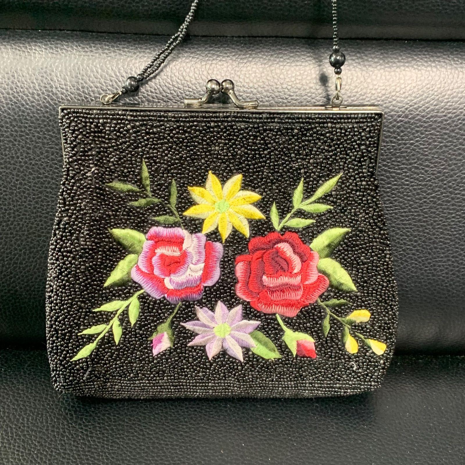 ビーズバッグ ヴィンテージ レトロ 刺繍 花 フラワー - メルカリ