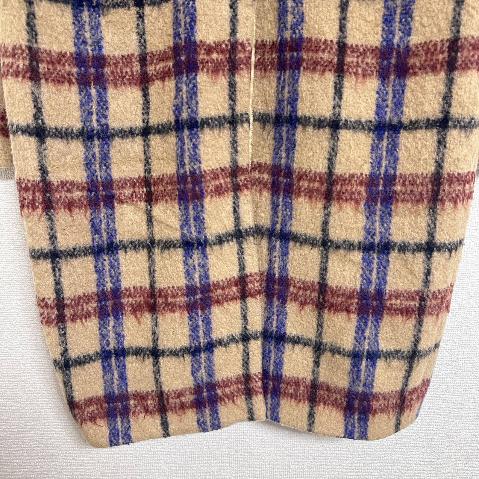 SONO サンプル品 19AW シャギーチェックコクーンコート ノーカラー 