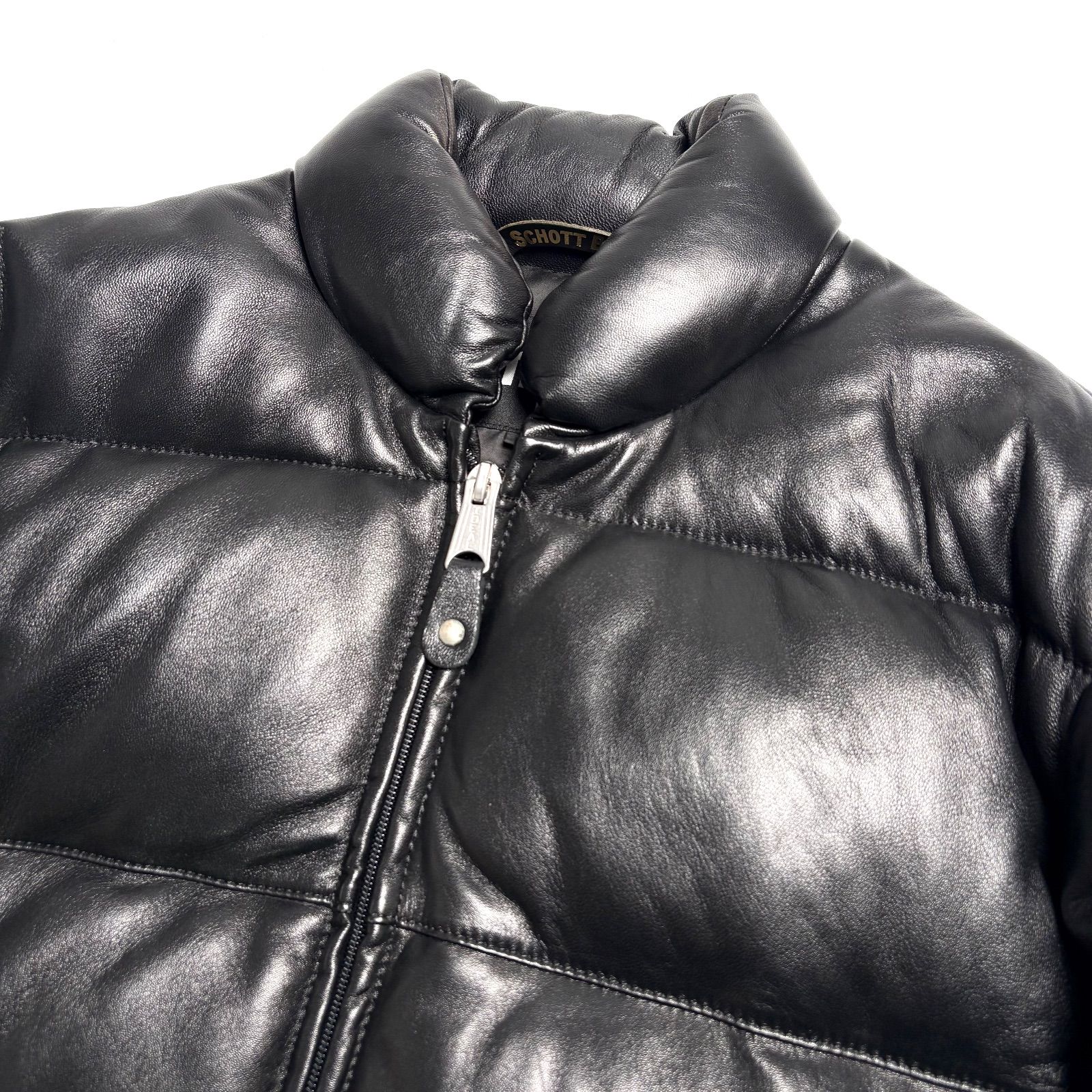 定価9.7万】Schott レザー ダウンジャケット 黒 L 羊革 本革 - メルカリ
