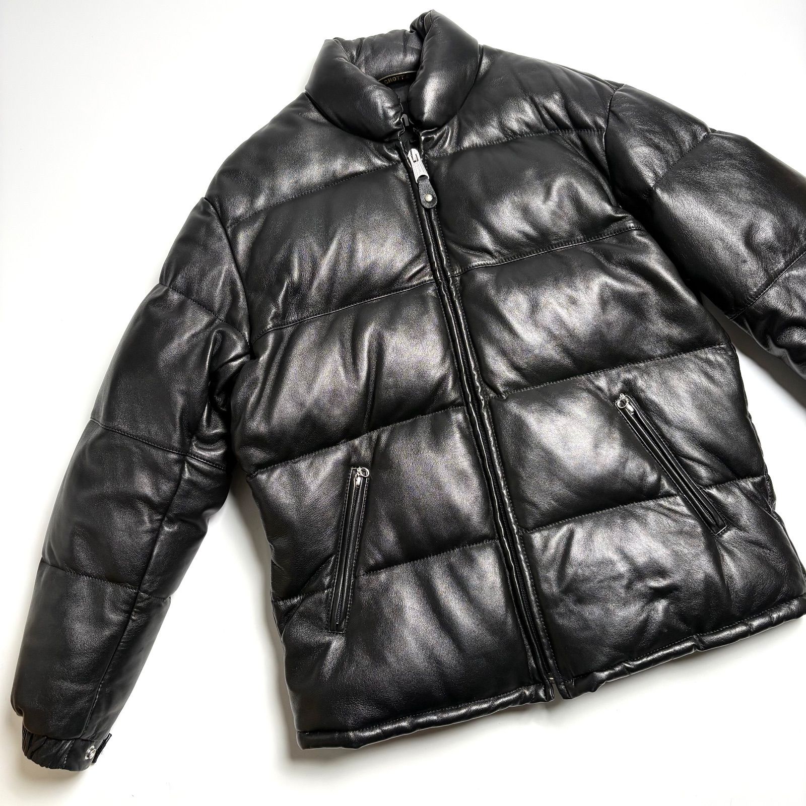 定価9.7万】Schott レザー ダウンジャケット 黒 L 羊革 本革 - メルカリ