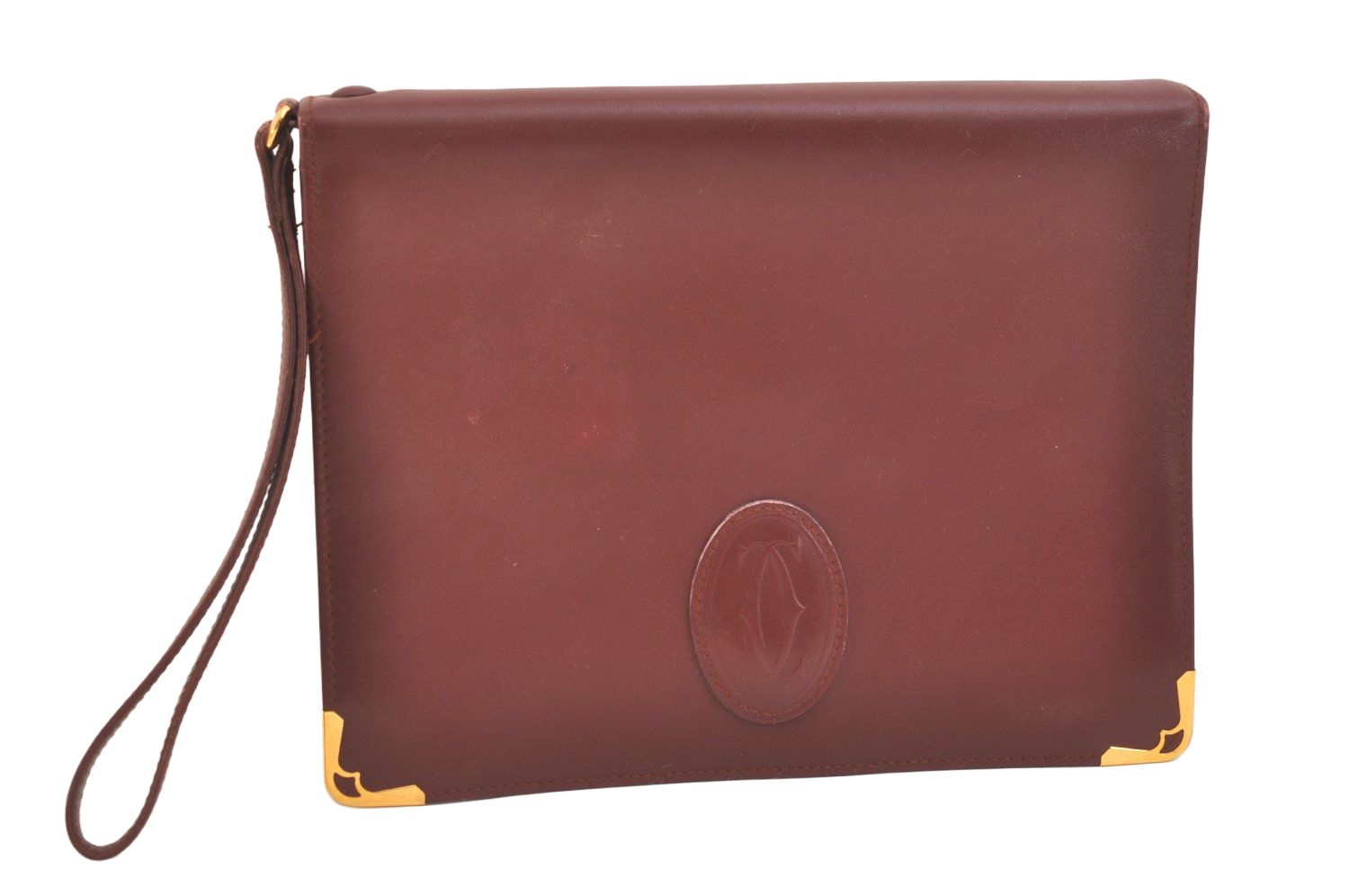 カルティエ クラッチバッグ ボルドー レザー Cartier カルティエ