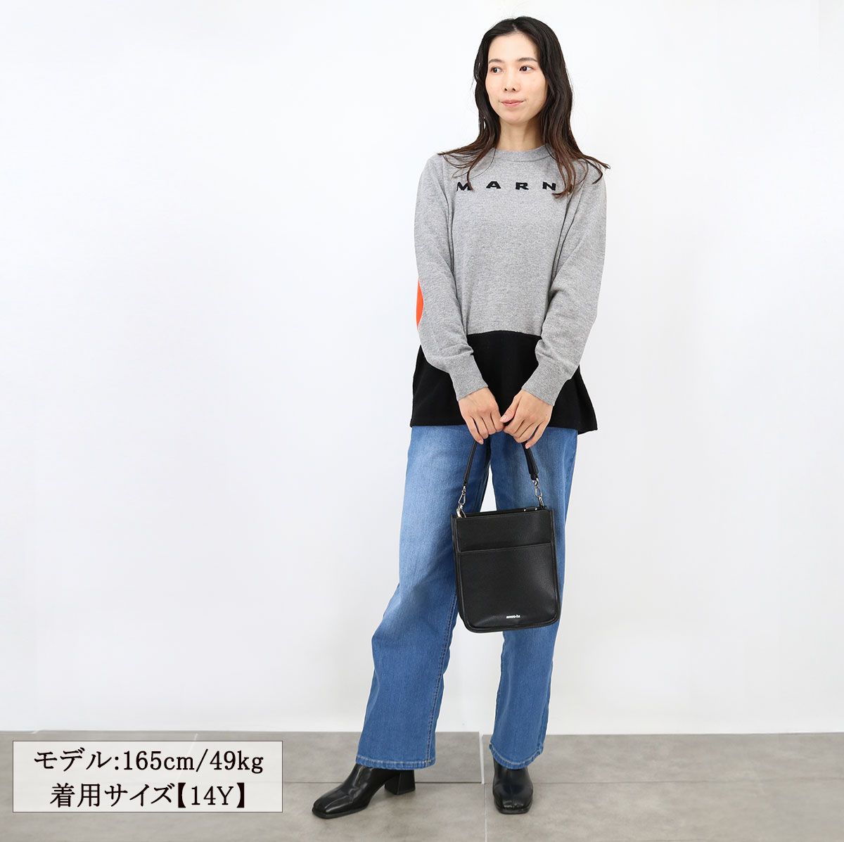 MARNI KIDS マルニ キッズ 大人もOK キッズニット M 01566 00 VJ セーター 長袖 ウールブレンド クルーネック ロゴ ミディアム丈 ブランド