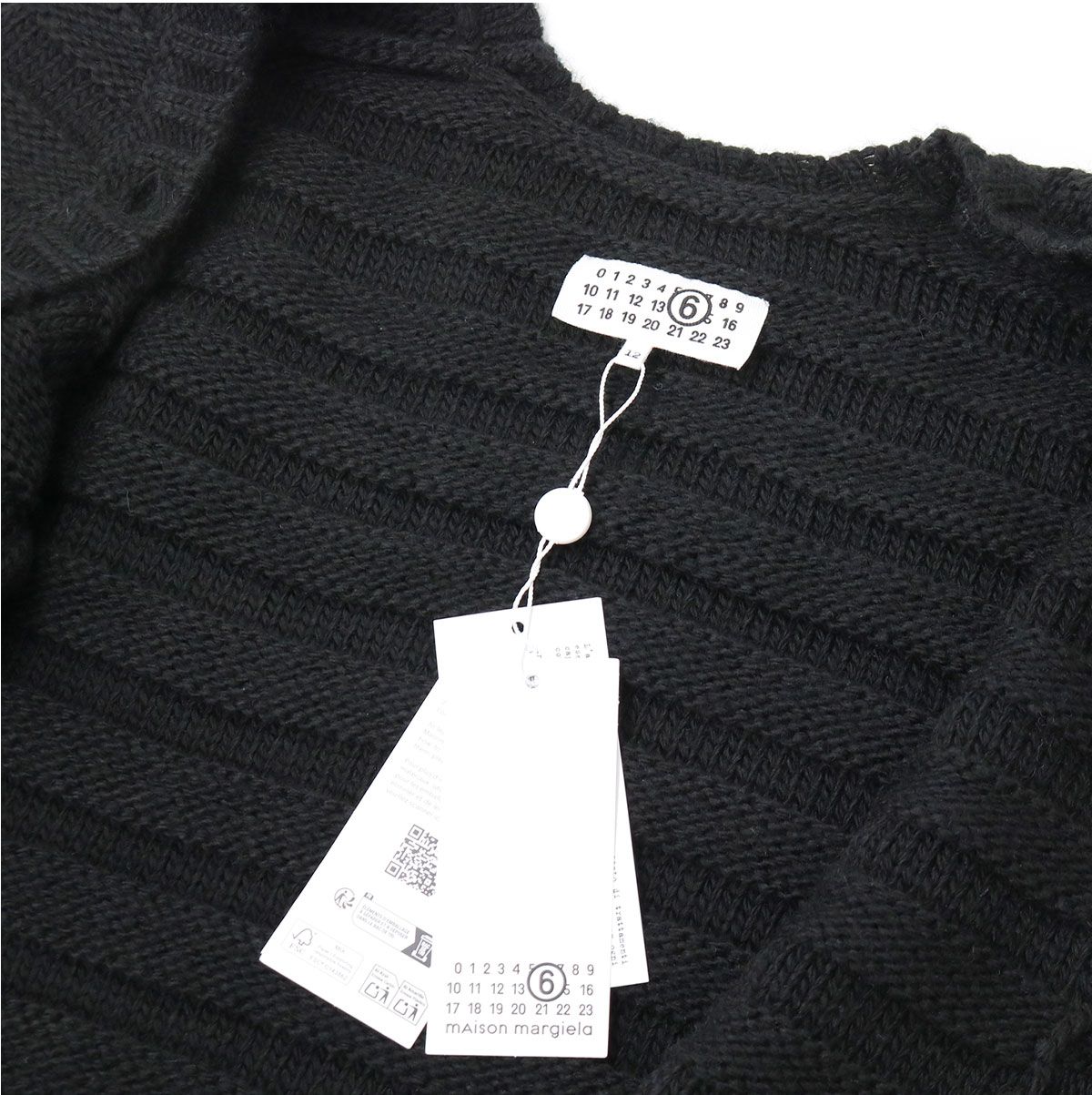  MM 6 Maison Margiela KIDS エムエムシックス メゾンマルジェラ キッズ 大人もOK M 60879 カーディガン ニット Vネック ウールブレンド ナンバーロゴ 長袖 ブランド カーディガン トップス