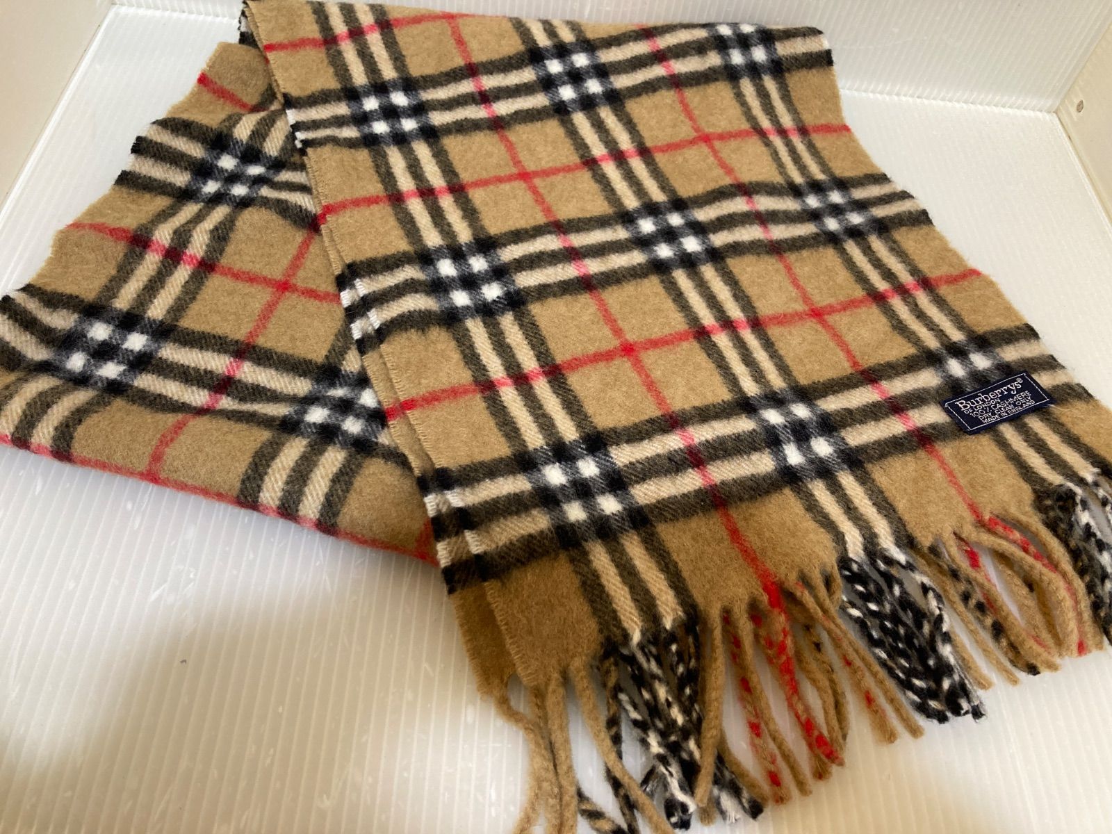 Burberry カシミヤ 100% チェック マフラー ブラウン - メルカリ