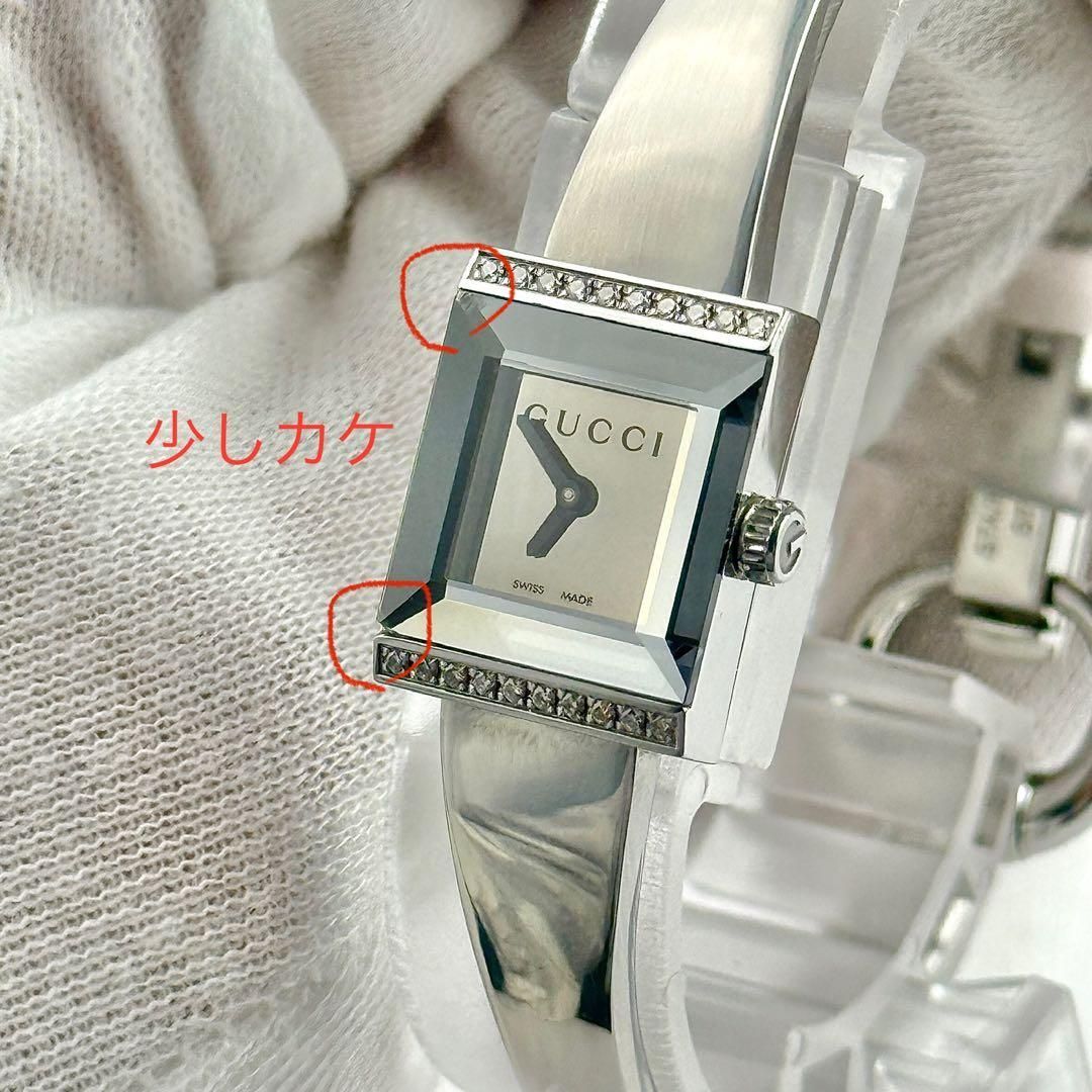 新品電池】895 グッチ カットガラス ダイヤベゼル スクエア レディース