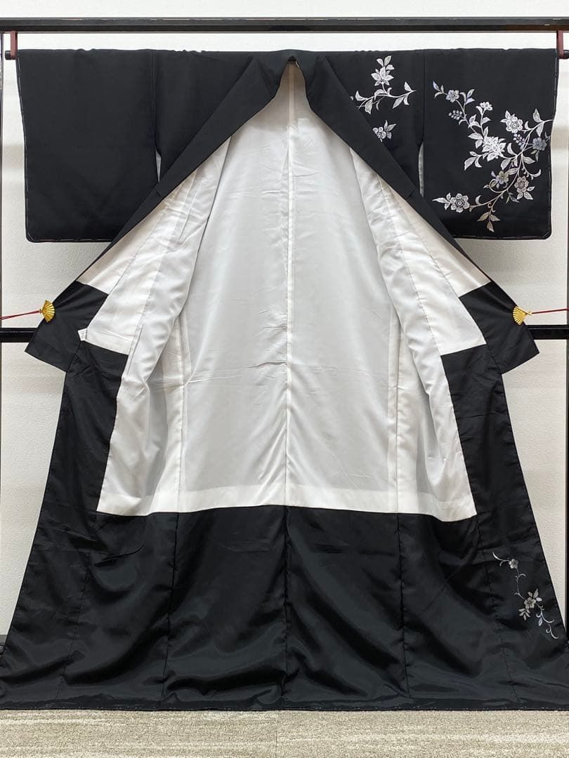 付け下げ 銀彩 グリッター箔 唐花草 ポリエステル 躾糸付き AP001