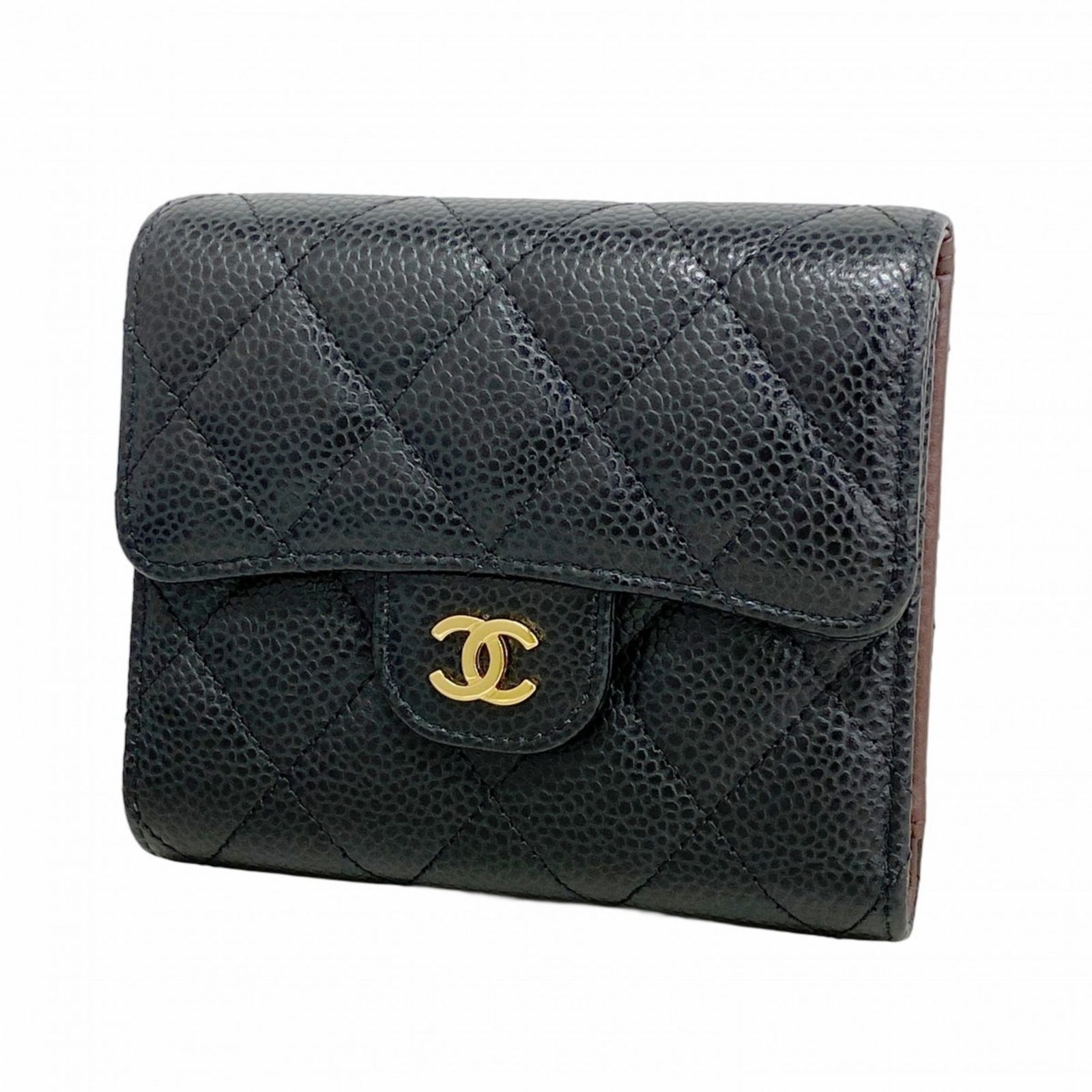 シャネル(Chanel) シャネル 三つ折り財布 マトラッセ キャビアスキン