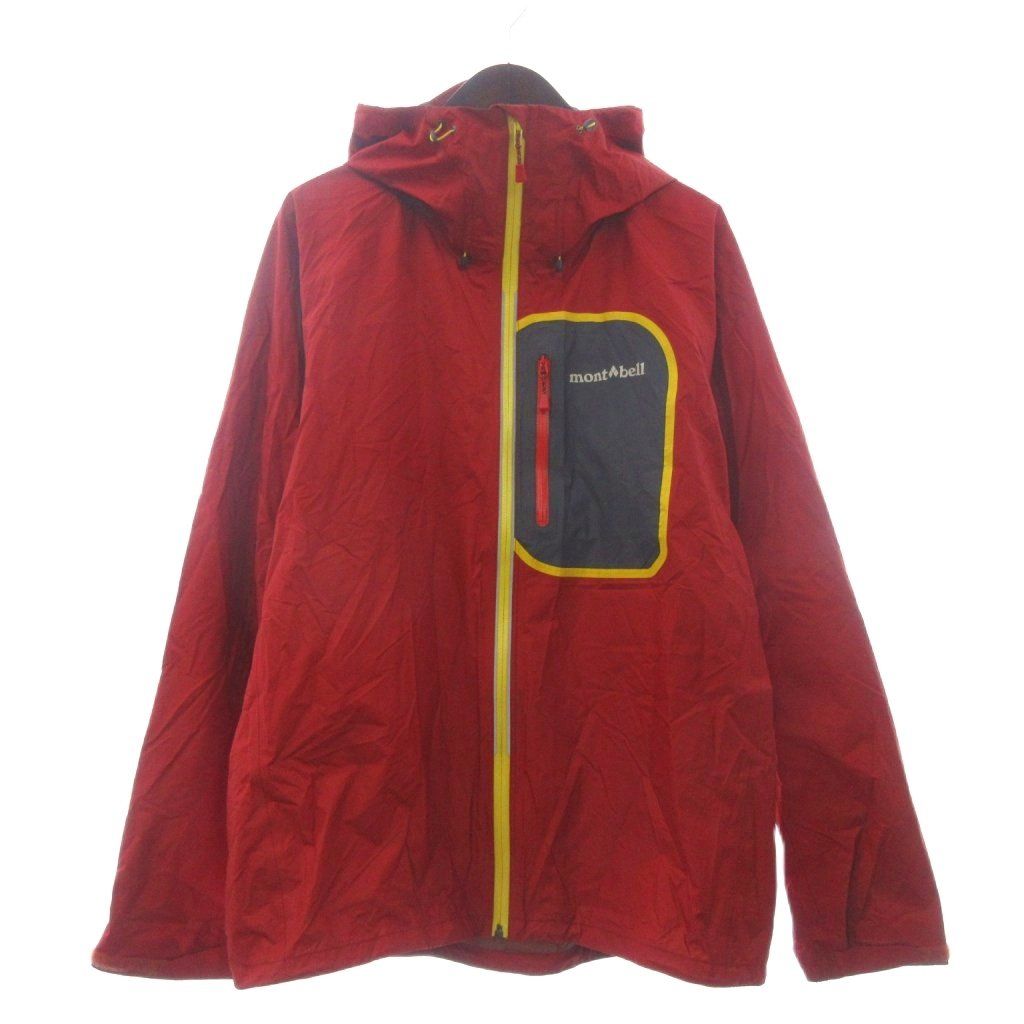 【中古】モンベル Montbell トレントフライヤージャケット レイン 長袖 ロゴ プリント ナイロン 1128541 赤 L モンベル Montbell トレントフライヤージャケット レイン 長袖 ロゴ