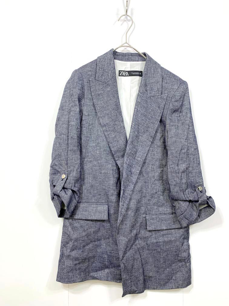 サラ ZARA ザラ 2182/492/405 リネンブレンド ロールアップスリーブ