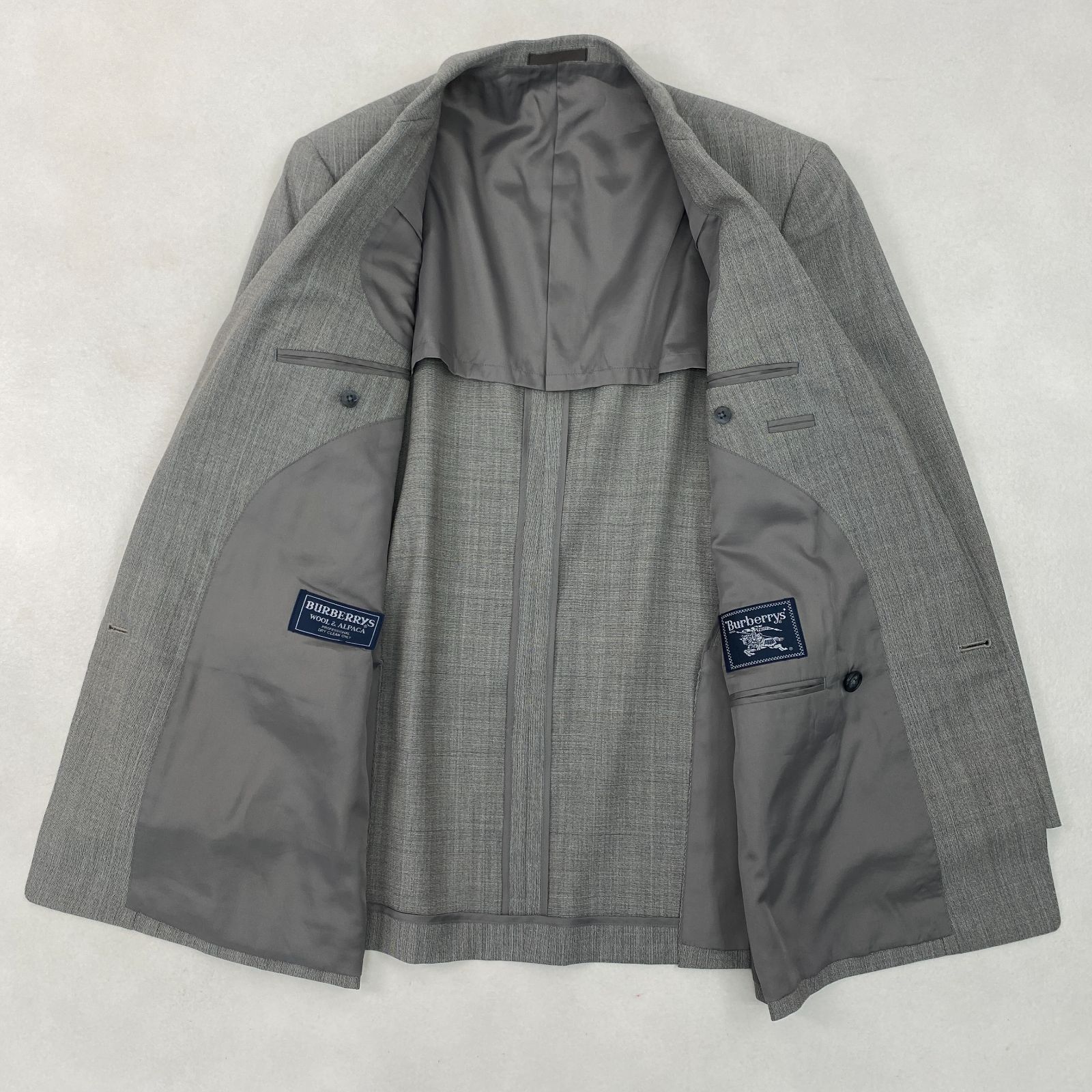 美品 バーバリーズ スーツ ダブル セットアップ ライトグレー チェック