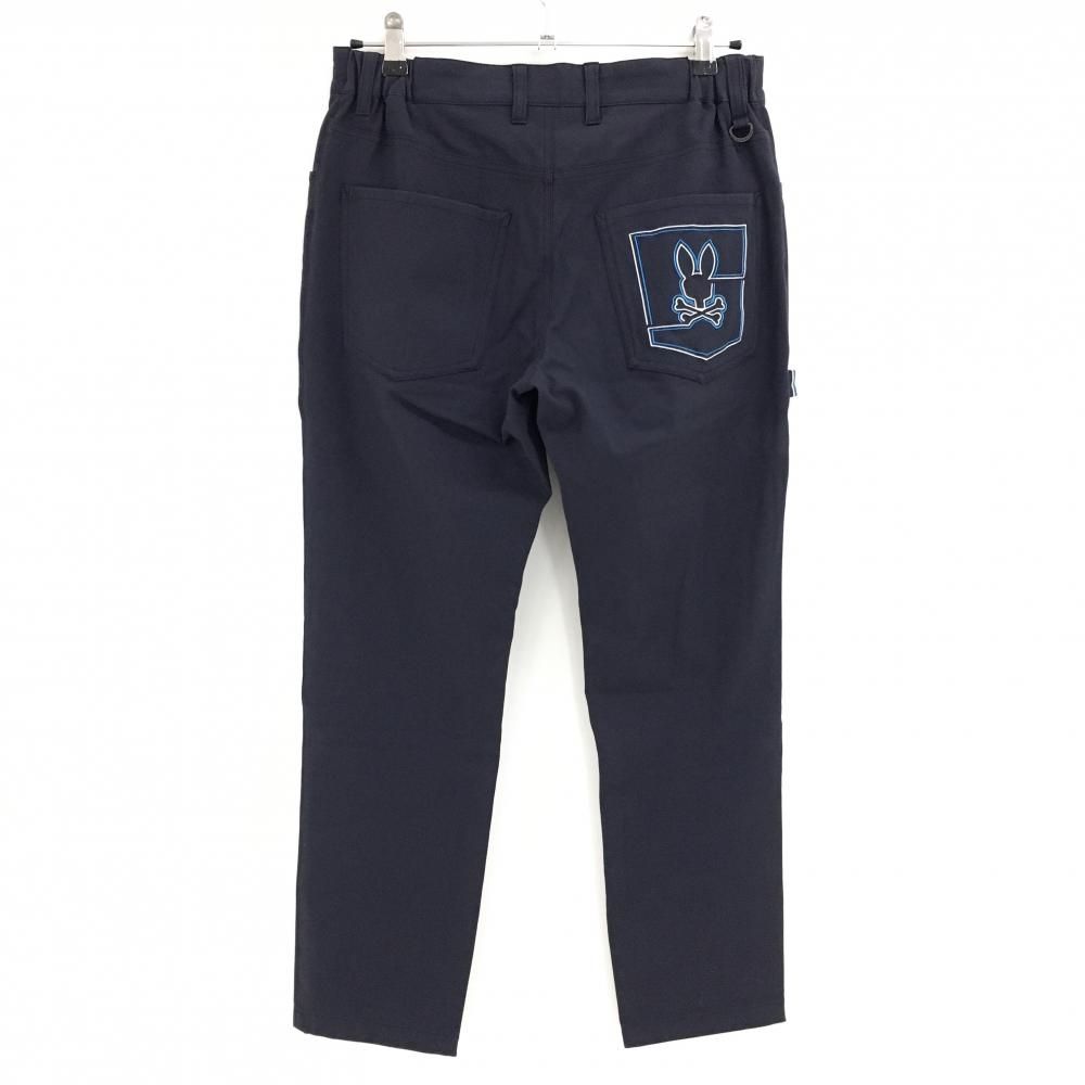 極美品 サイコバニー パンツ シリコンロゴ ゴルフ スカルラビット 濃紺 Ｌ 超美品】サイコバニー パンツ ネイビー ストレッチ スカルラビット