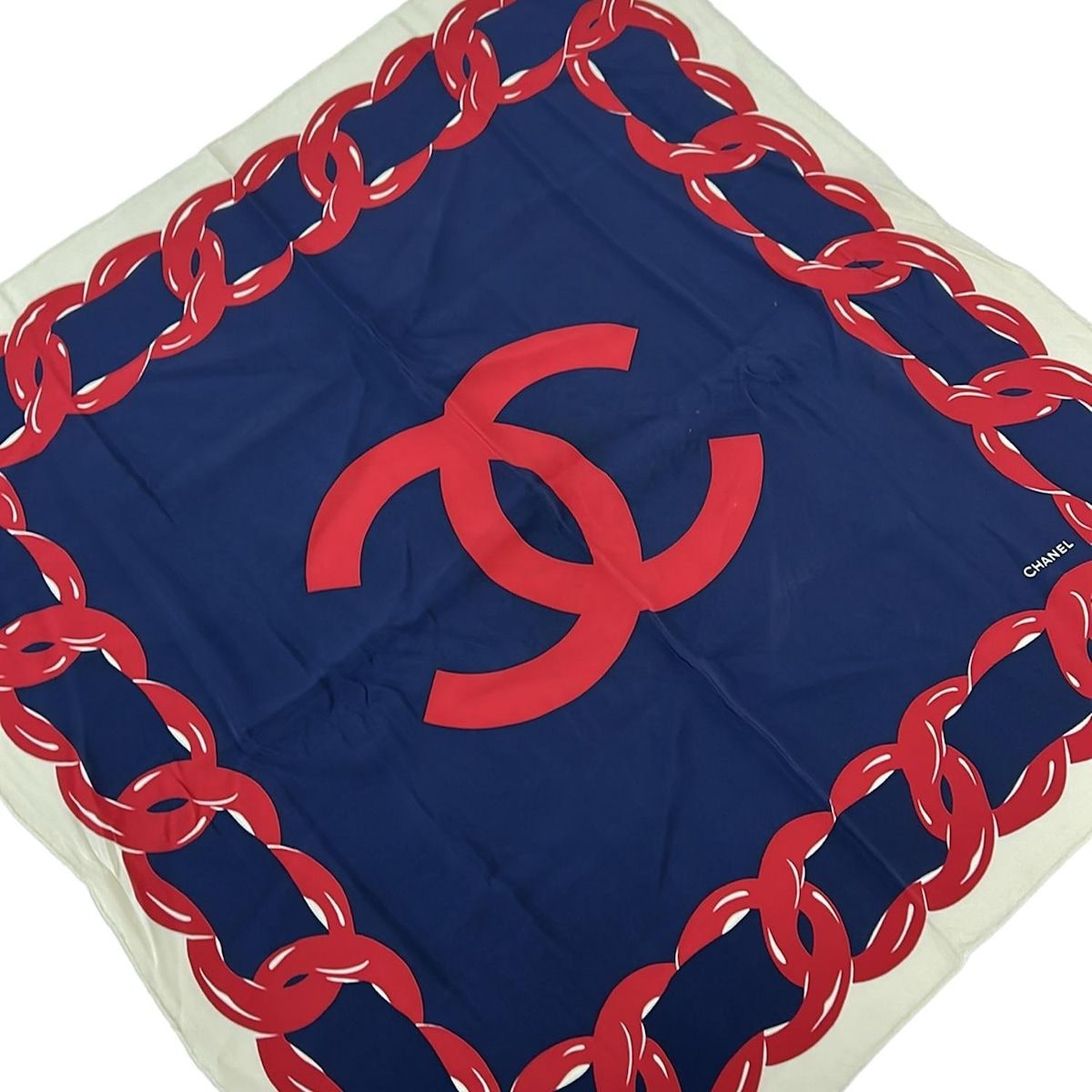 CHANEL(シャネル) スカーフ - ダークネイビー×レッド×アイボリー