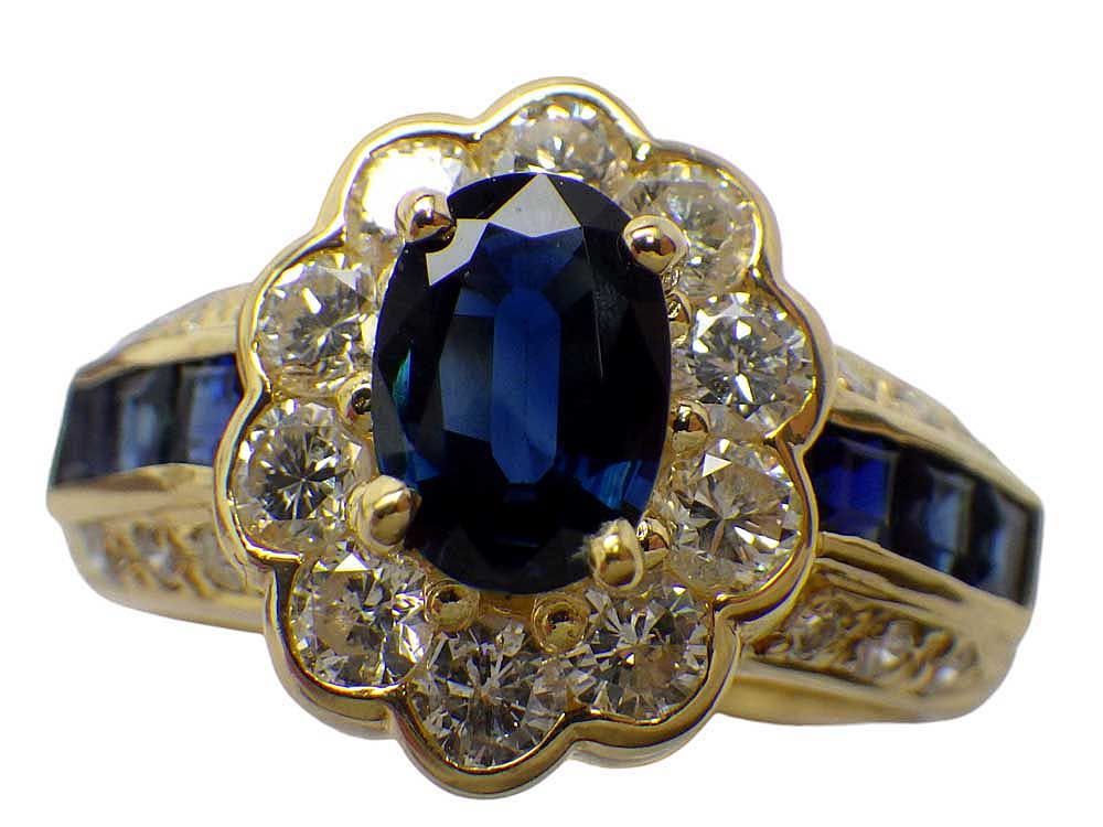 サファイア ダイヤモンドリング K 18 7 54 g Jewelry Sapphire 0 96 ct 59 Dia 1 04 Ring