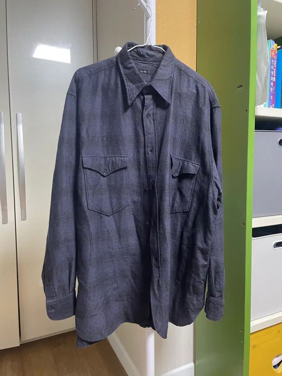 コモリ ウール シルク シャツ チェック柄