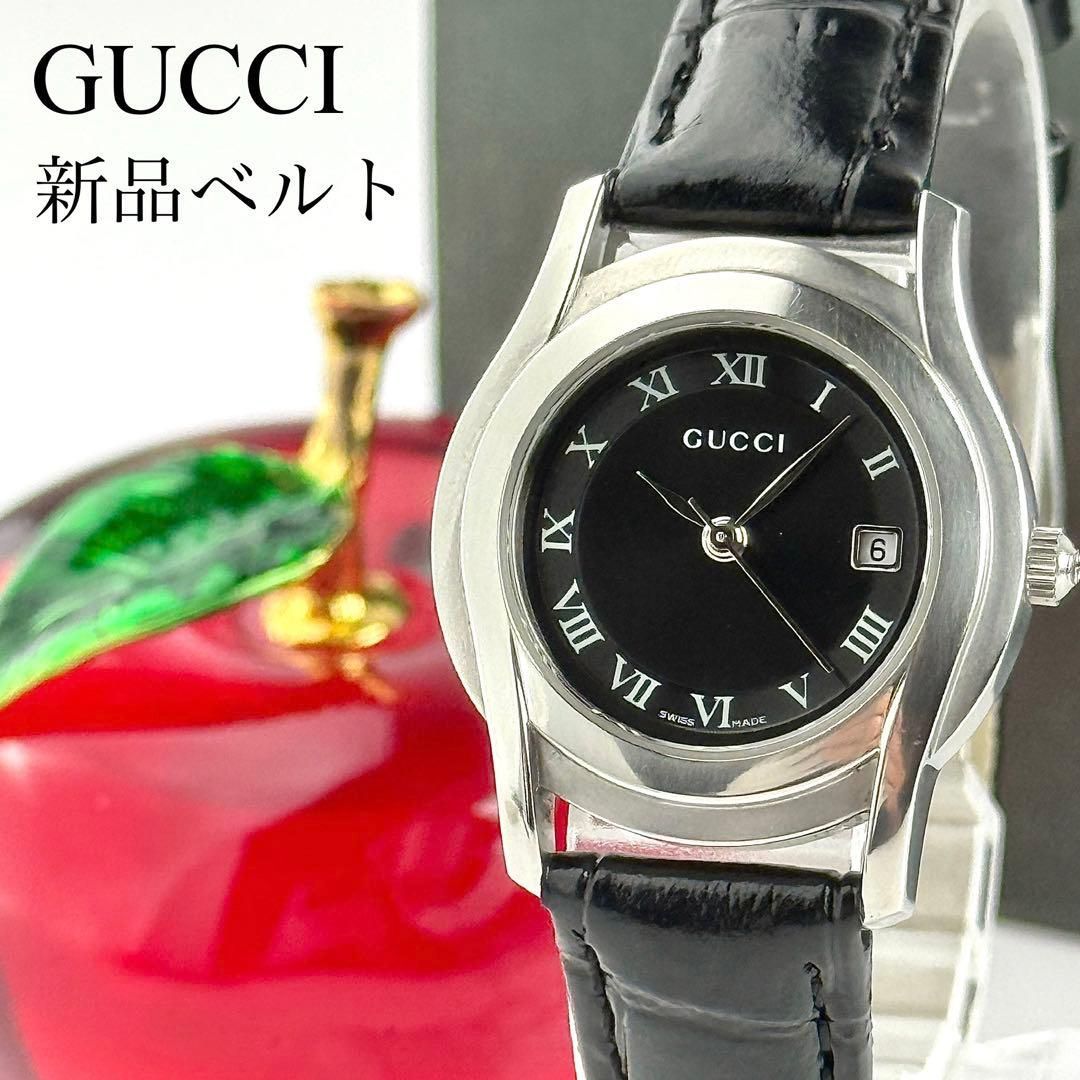 グッチ ブラック文字盤 新品ベルト 新品電池 レディース 腕時計 768