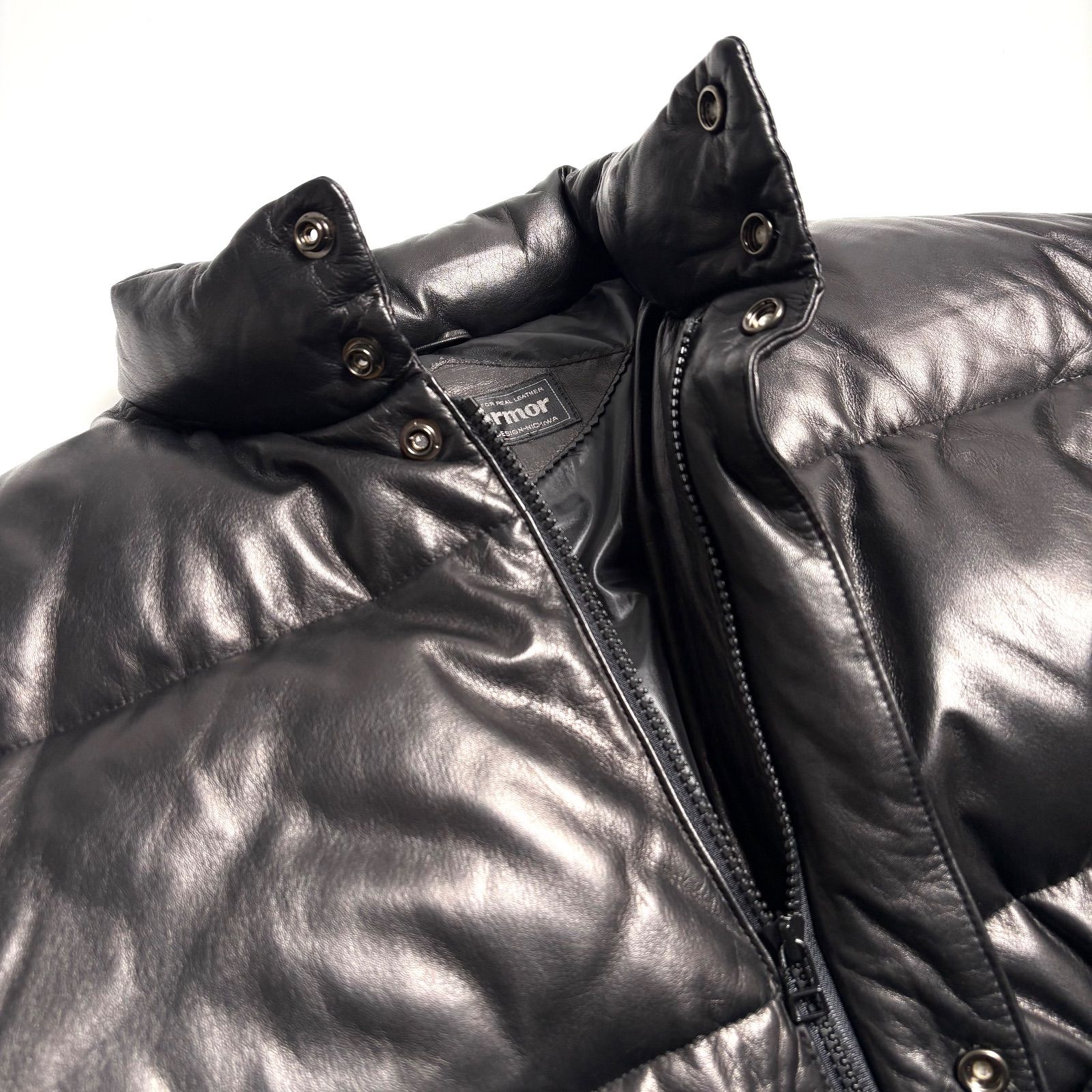 牛革】WIND ARMOR レザー ダウンジャケット 黒 4L ビッグサイズ 本革