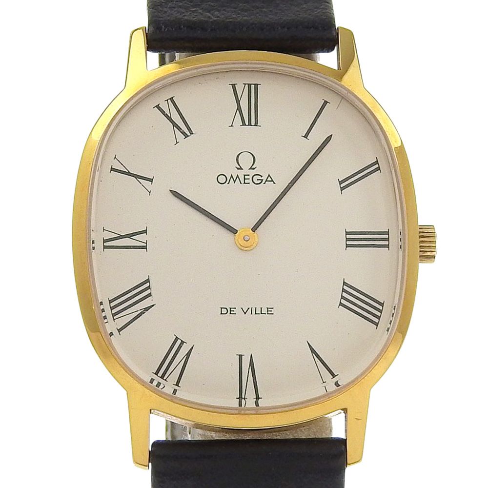 OMEGA オメガ デビル cal.625 ステンレススチール×レザー 手巻き アナログ表示 レディース ホワイト文字盤 腕時計