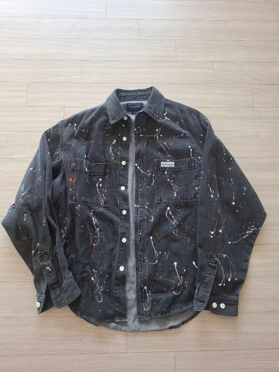 ディスイズネバーザット ペインティング デニム シャツ ブラック