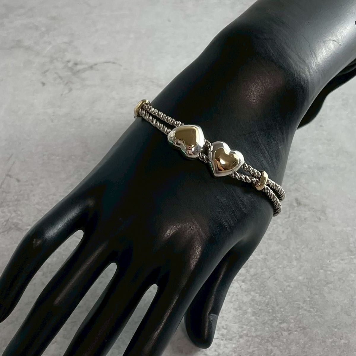 オールドティファニー 希少 ダブルロープ ハート コンビ ブレスレット