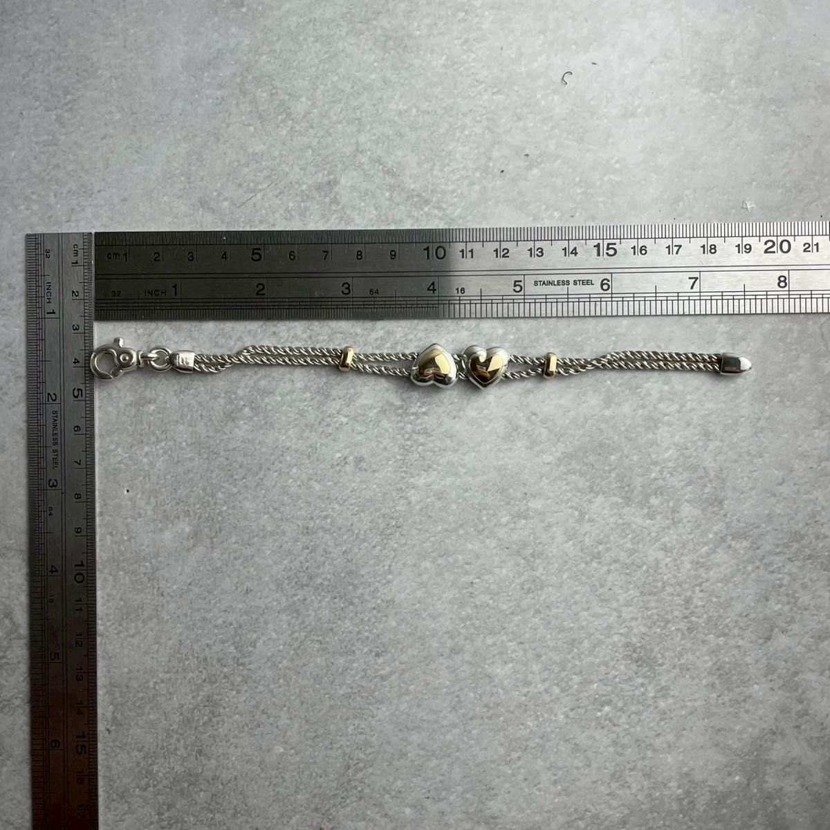 オールドティファニー 希少 ダブルロープ ハート コンビ ブレスレット