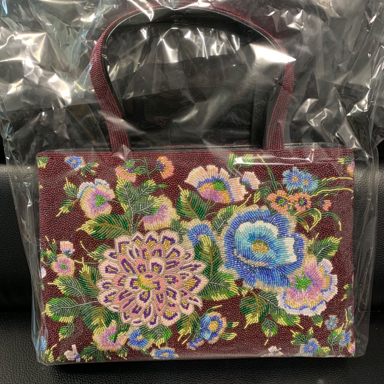 和装小物 ビーズバッグ 柏ビーズ ハンドバッグ Kashiwa Beads 花 フラワー 豪華 レトロ ヴィンテージ