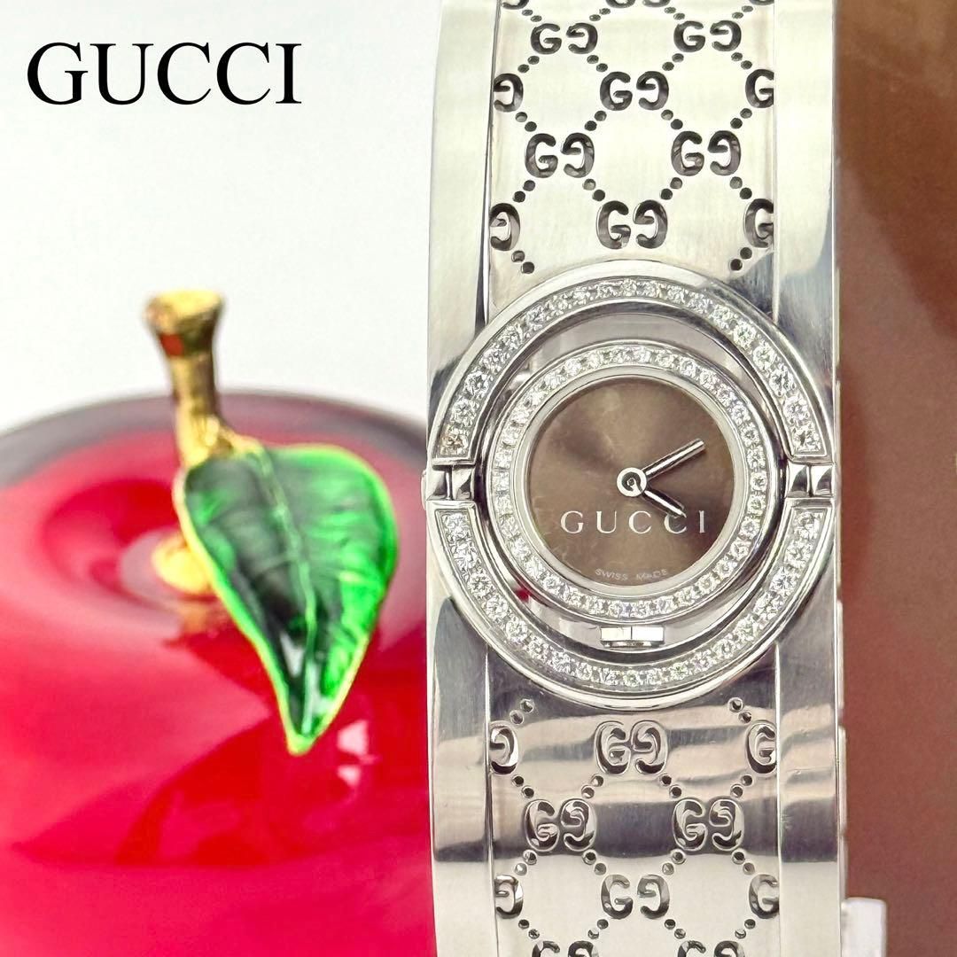グッチ トワール 112 2重ダイヤベゼル 新品電池 レディース 腕時計 702