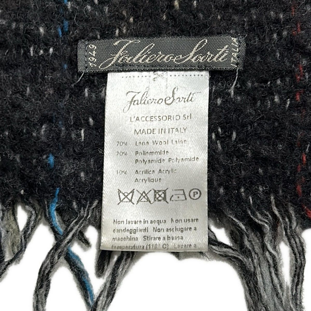 Falierosarti ファリエロサルティ ストール ショール ダークグレー 黒 マルチ チェック柄 ウール