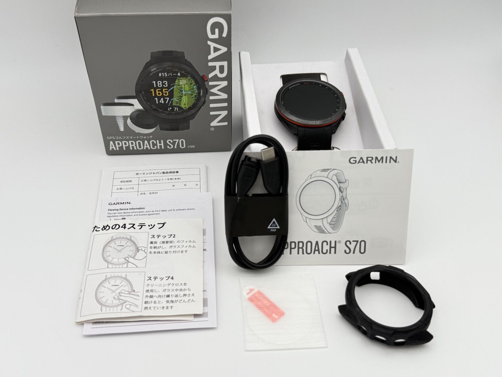 上 GARMIN Approach S 70 47 mm オマケ付 ブラック ガーミン アプローチ ゴルフウォッチ GPSナビ