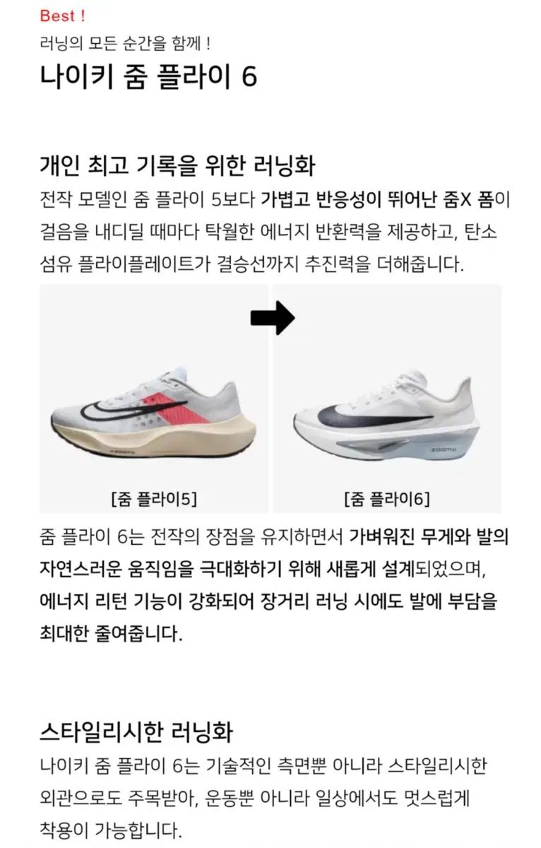 新品) NIKE ナイキ ズームフライ 6 白プラチナ 230mm