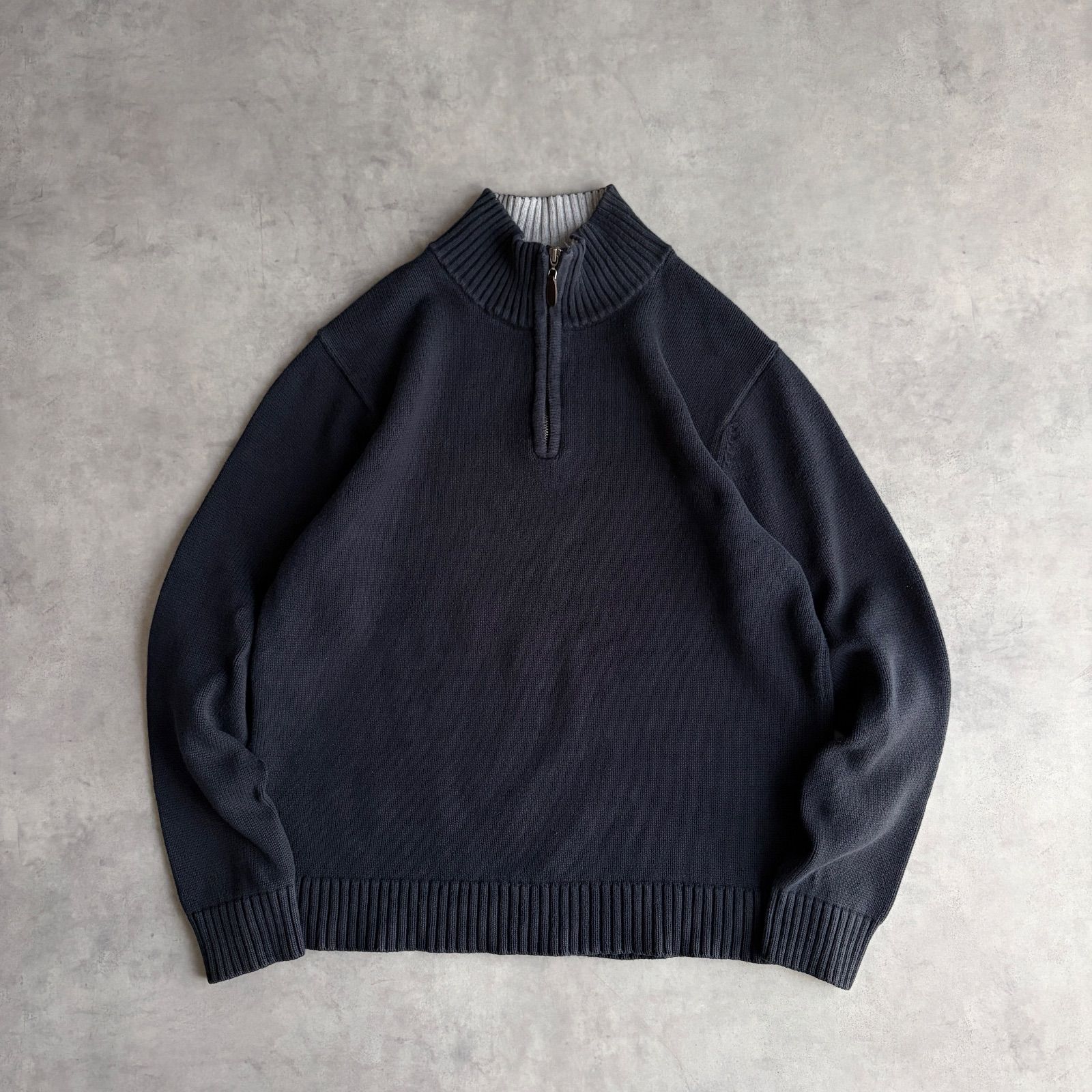 LLBean ハーフジップ プルオーバー ハイネック コットン ニット 
