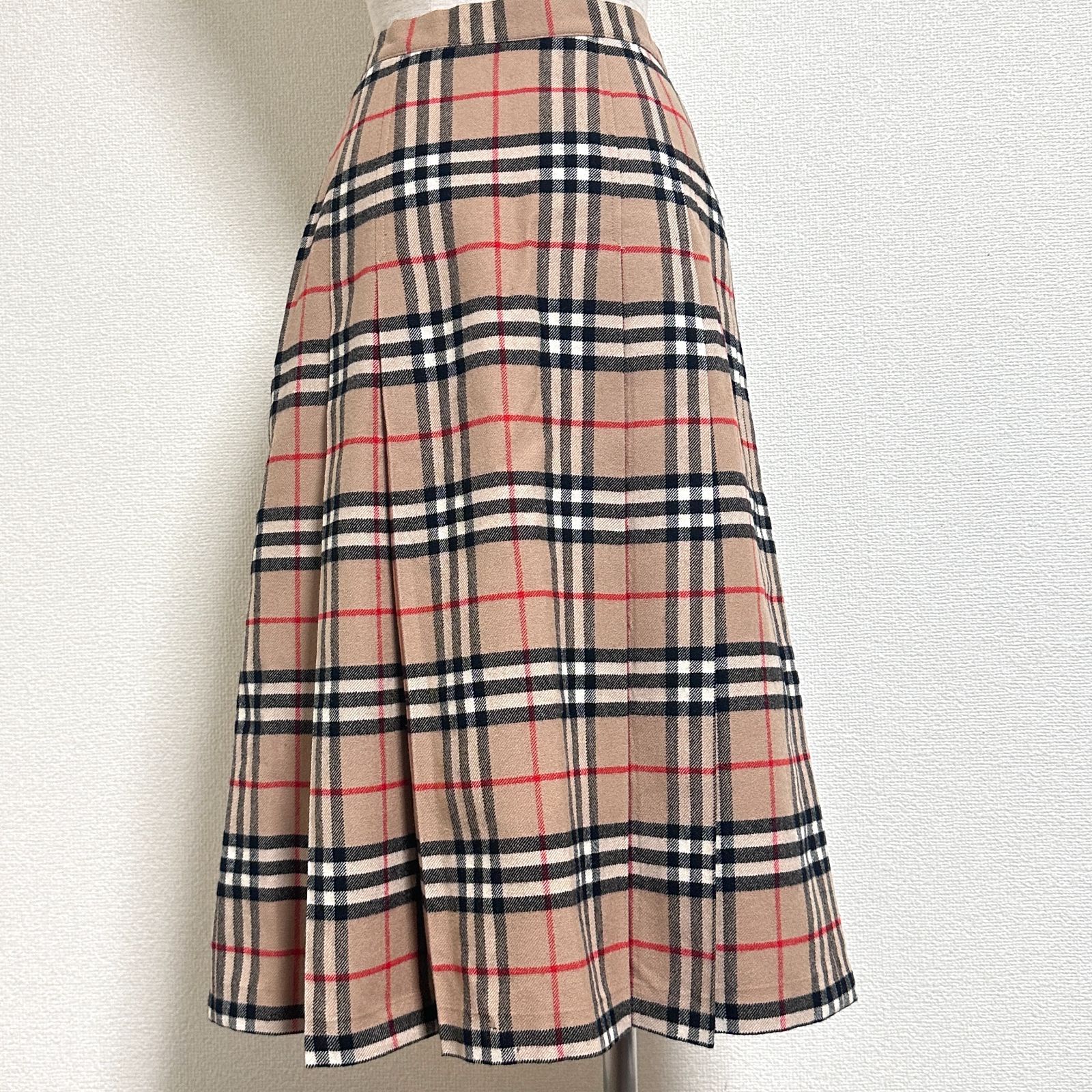 訳あり Burberrys' ヴィンテージ ノバチェックプリーツスカート ウール