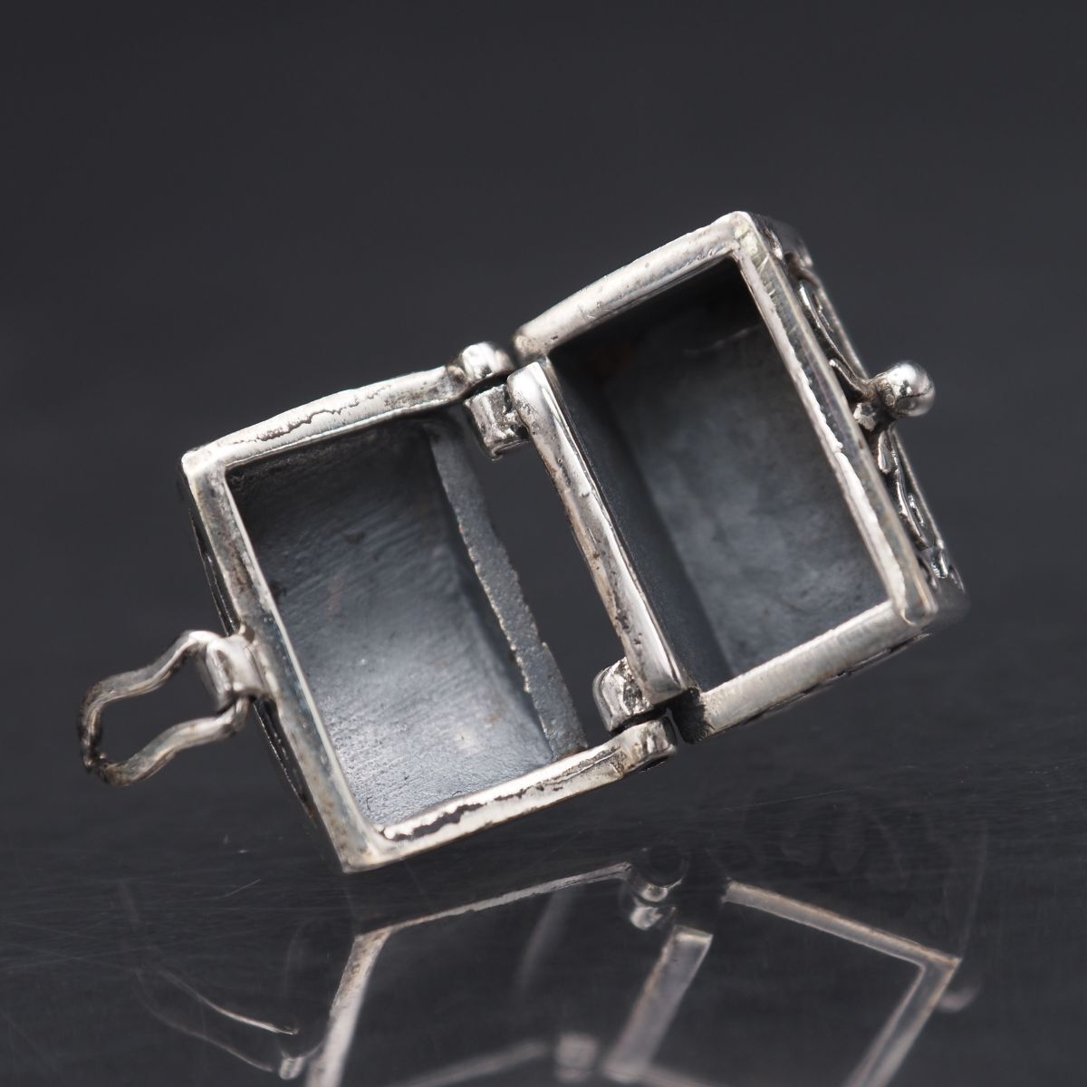 ヴィンテージ 刻印 純銀 ペンダントトップ 宝石 アールデコ 細工 レトロ 日本 ak0790a.jpg