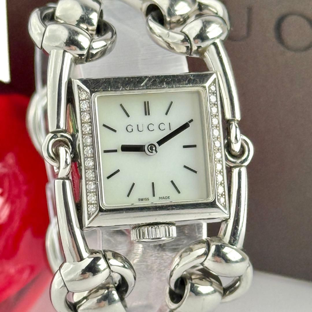グッチ シニョーリア 116.5 サイドダイヤ 新品電池 レディース 714