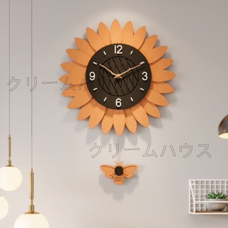 掛け時計 静音 ポップ インテリア 壁掛け ひまわり サンフラワー 子供