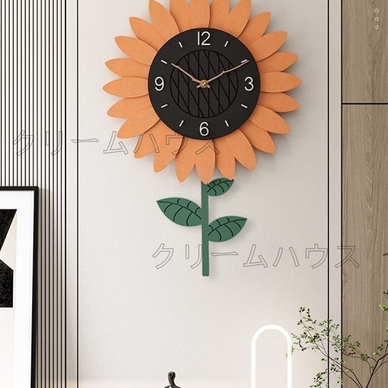 掛け時計 静音 ポップ インテリア 壁掛け ひまわり サンフラワー 子供