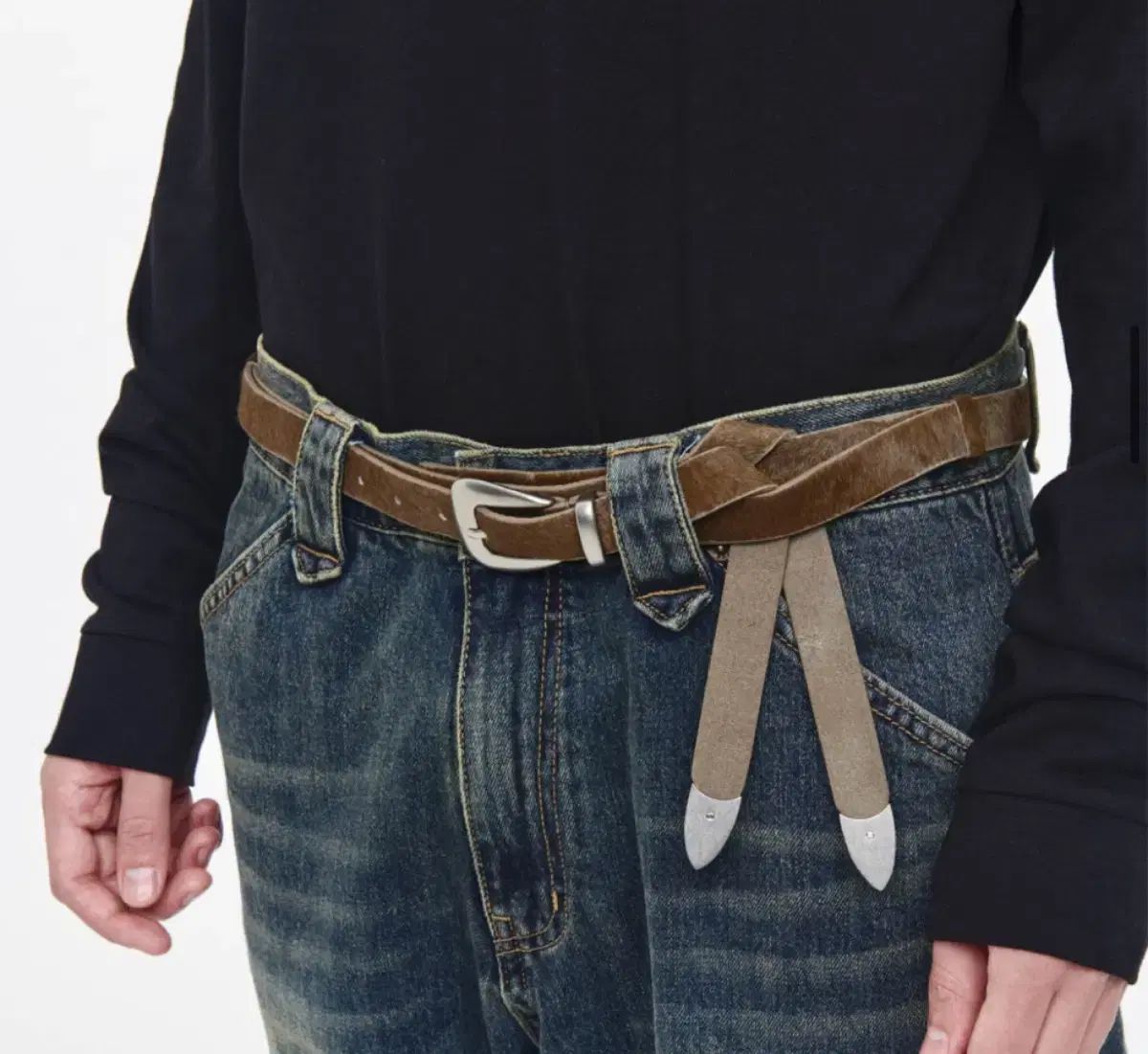 アフタープレイ ウェスタン ダブル ベルト カーキ