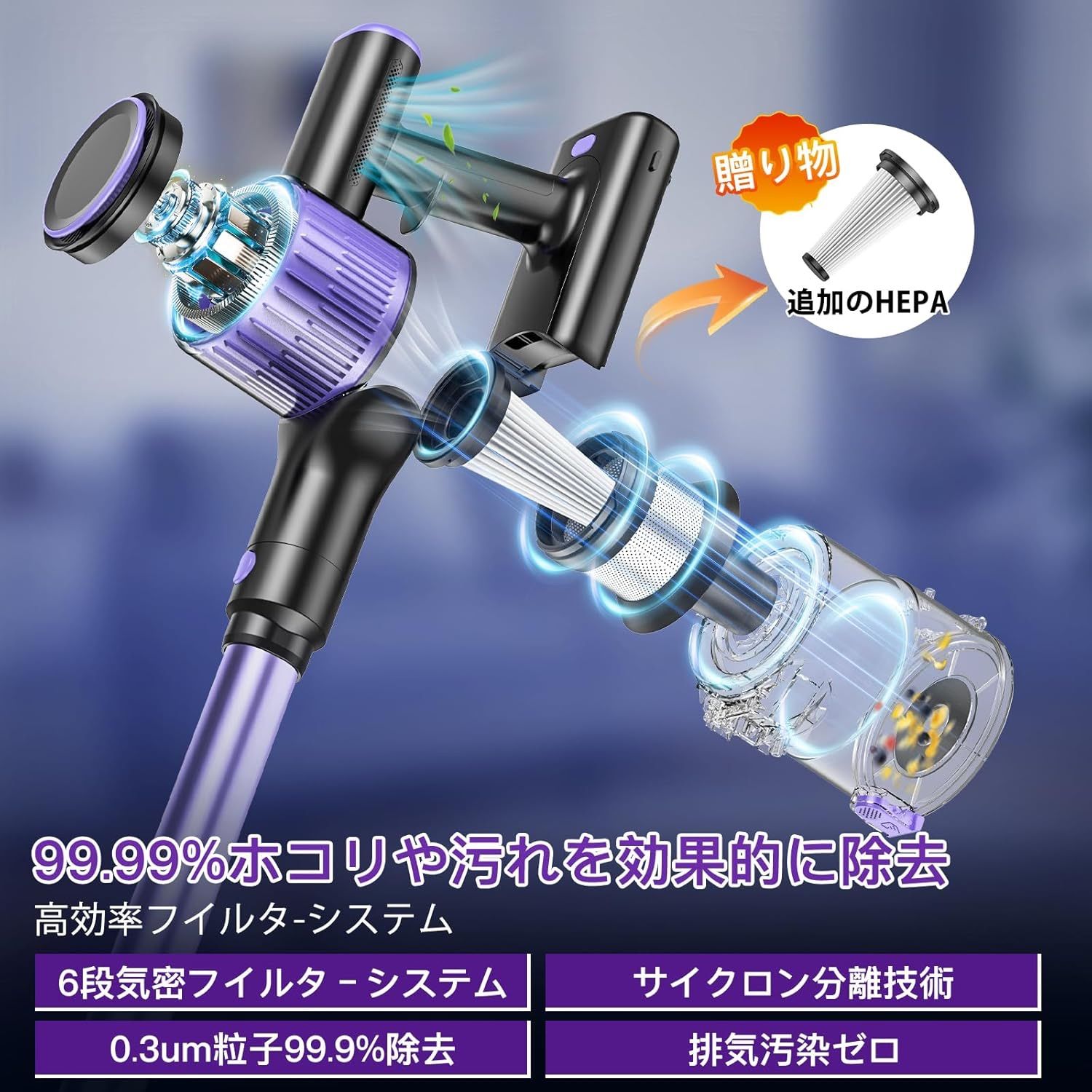 掃除機❣️コードレス 70Kpa 超強力 軽量 自立式 LEDライト サイクロン 