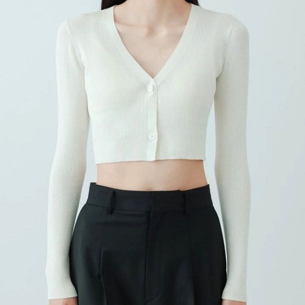 yo BIOTOP ヨー ビオトープ 23SS V silk cotton lib short cardigan