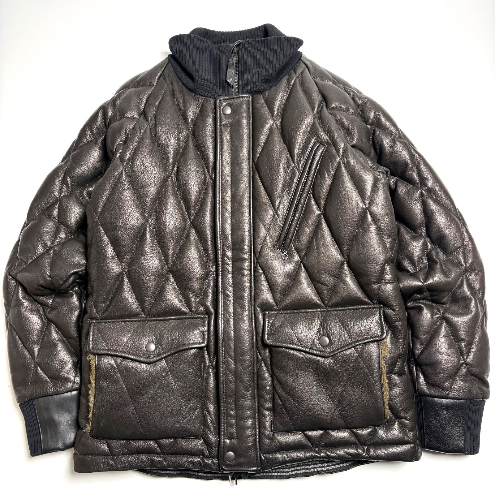 日本製】WEST RIDE レザー レーシングダウンジャケット 黒 M ディア 