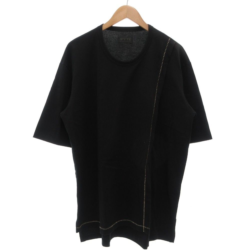 サイト s yte ヨウジヤマモト Tシャツ 五分袖 3 クルーネック 黒 ブラック オーバーサイズ ステッチ GV