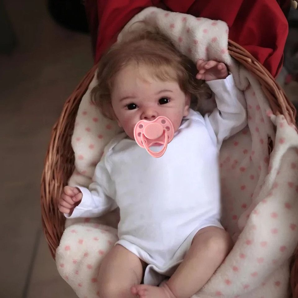 リアルな新生児】48cm リボーンドール 赤ちゃん人形 布ボディ 手作り