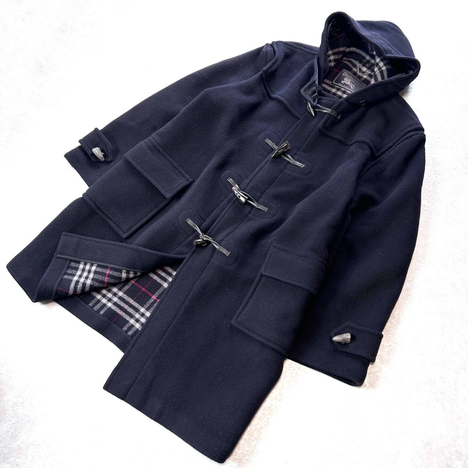 80'sヴィンテージBurberry ネイビー ダッフルコート英国製 希少 BURBERRY 80's 90's イングランド製 フーディ ダッフルコート