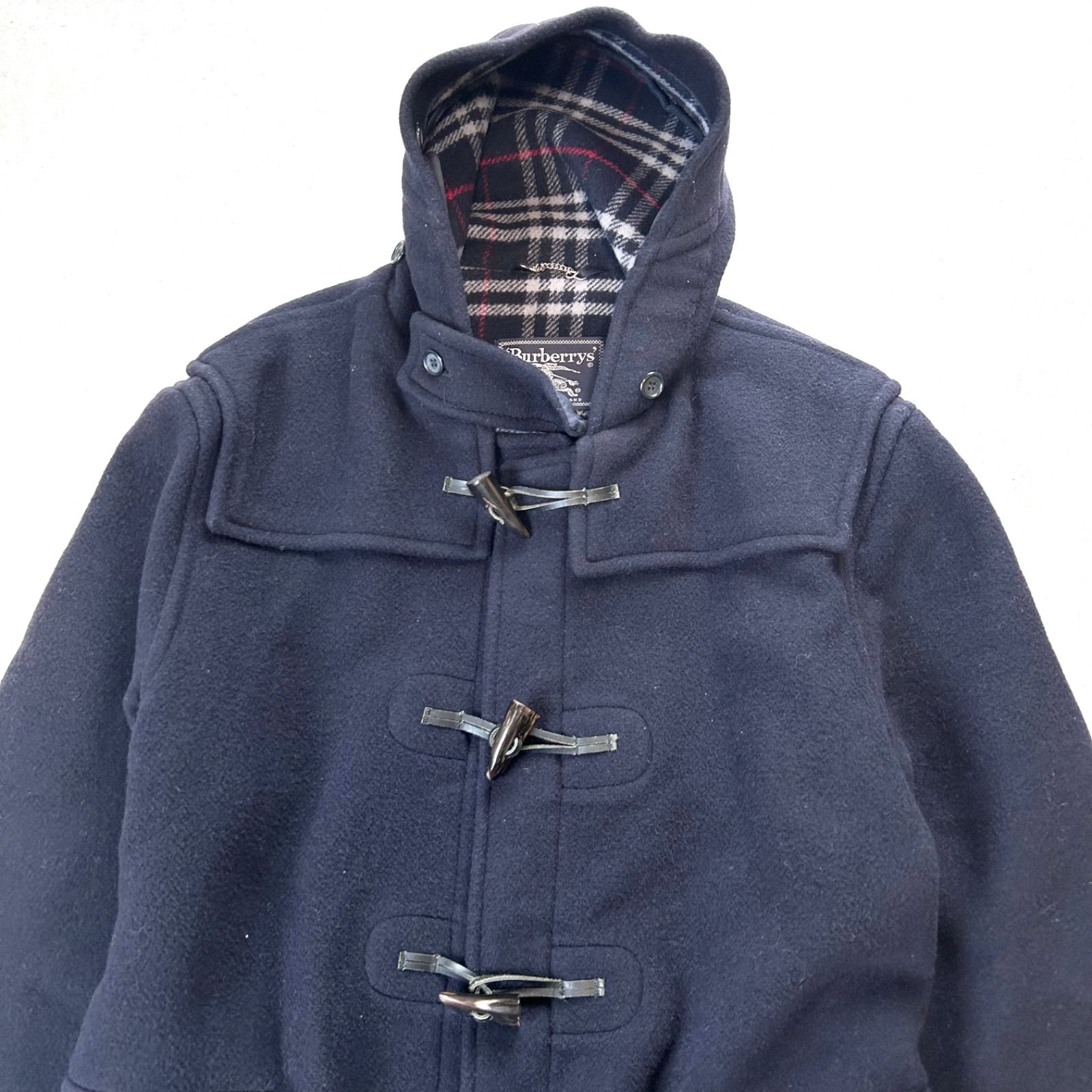 80'sヴィンテージBurberry ネイビー ダッフルコート英国製 希少 BURBERRY 80's 90's イングランド製 フーディ ダッフルコート