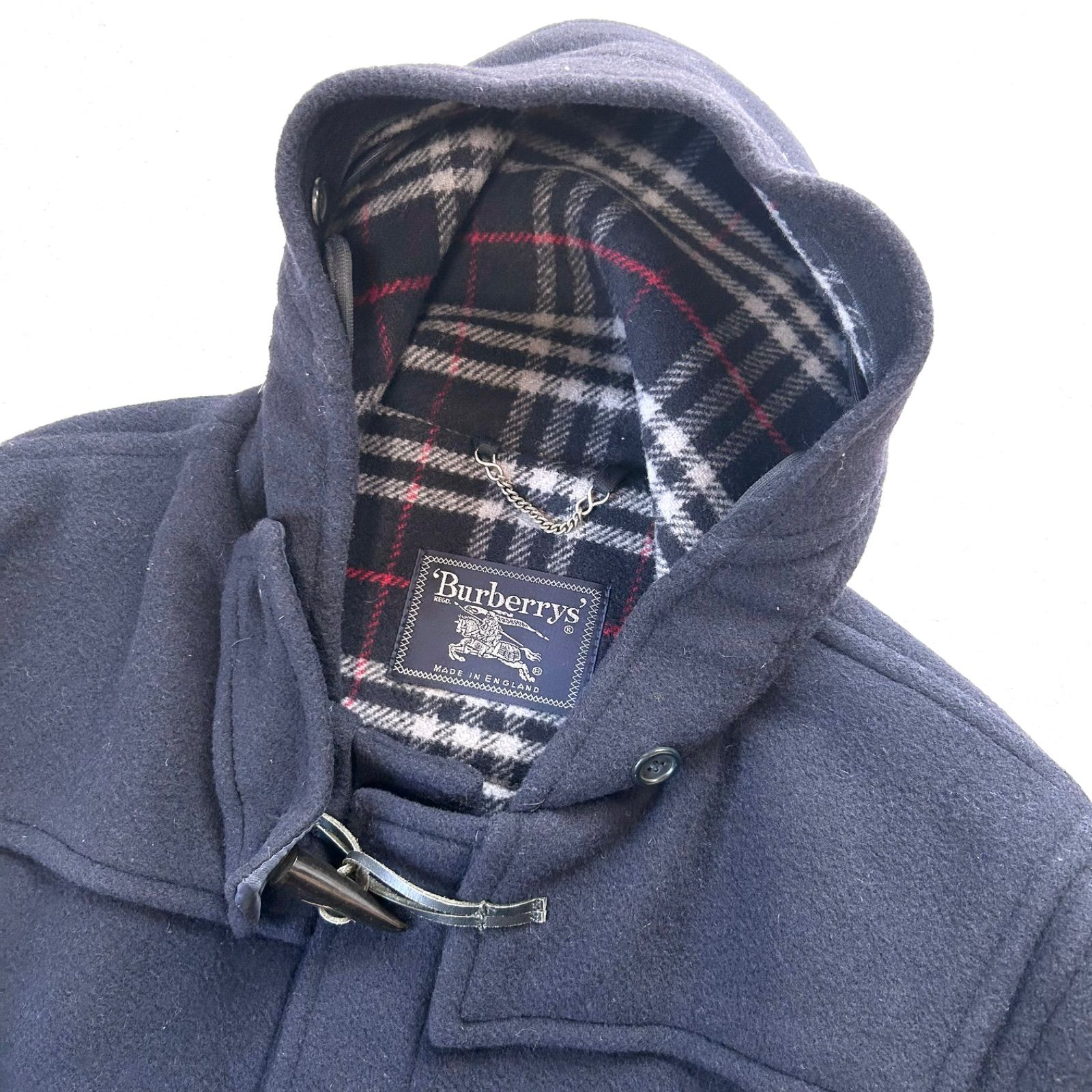 希少 BURBERRY 80's 90's イングランド製 フーディ ダッフルコート