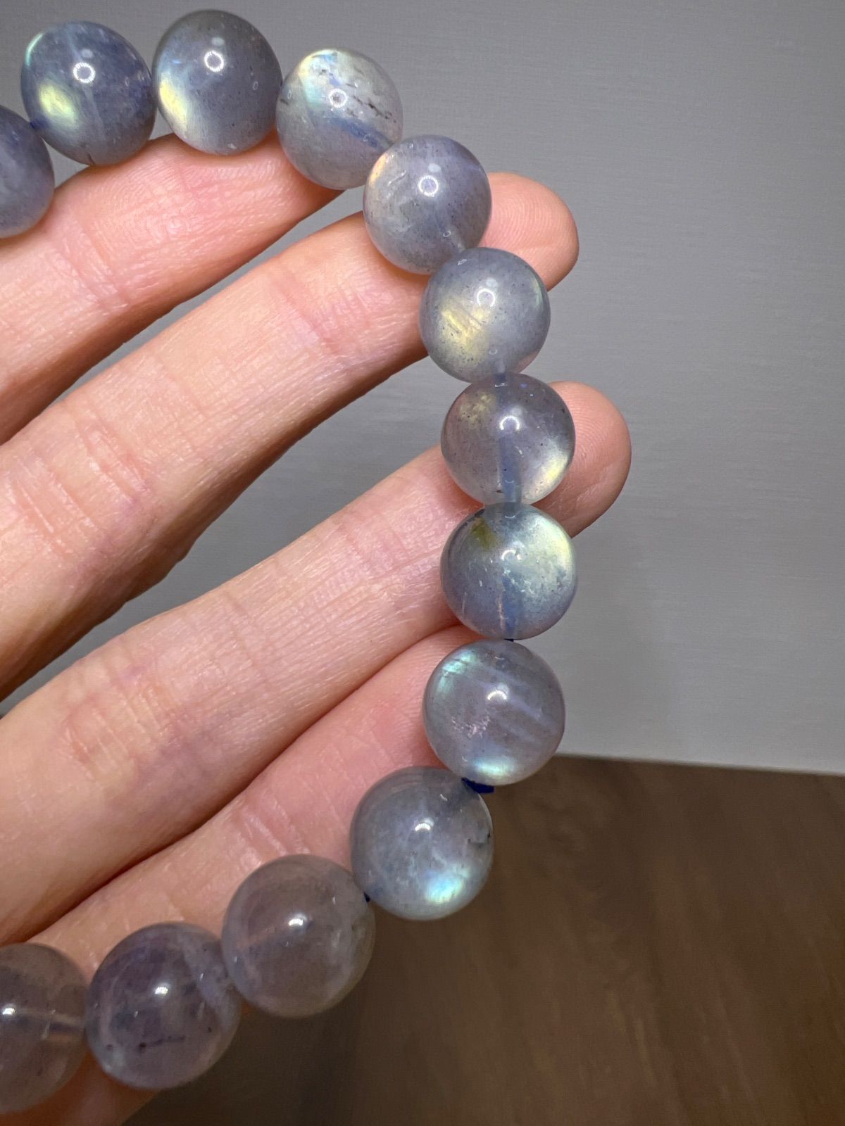 天然石 高品質 強いシラー ラブラドライト ブレスレット10㍉約17